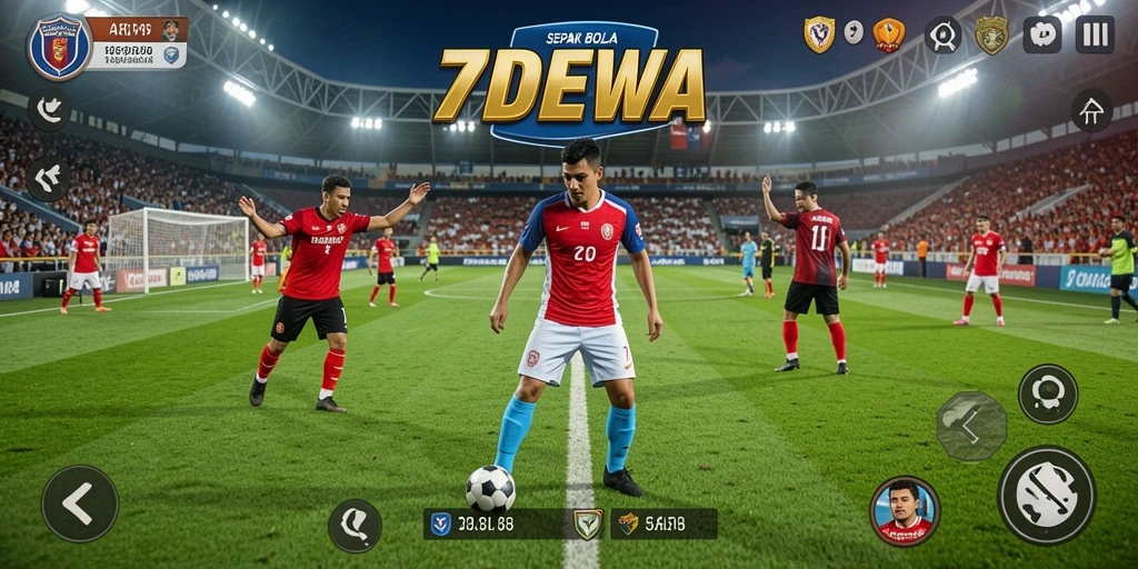 Tampilan gameplay menarik di lapangan sepak bola.
