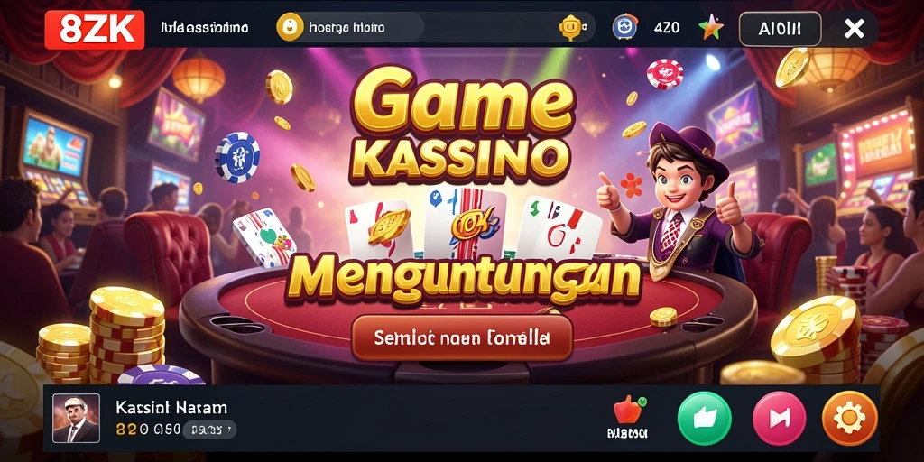 Screenshot utama 8ZK menampilkan pengalaman bermain kasino yang mendebarkan.