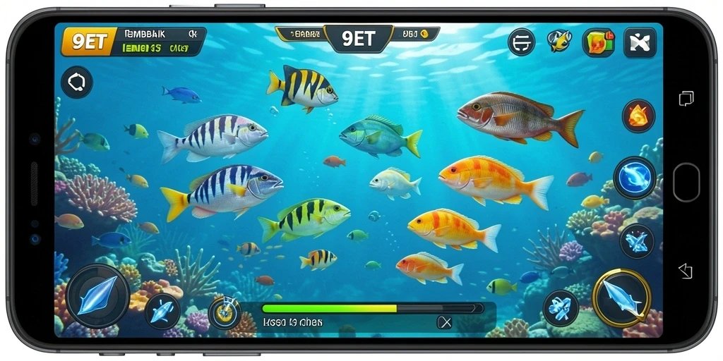 Screenshot menampilkan gameplay seru Tembak Ikan di 9ET.