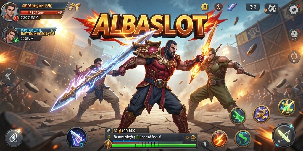 Tampilan gameplay intens dalam Battle Royale ALBASLOT.