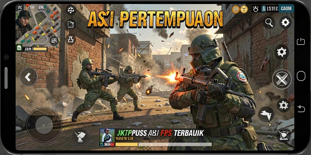 Screenshot gameplay JKTPLUS menampilkan pertempuran aksi yang intens.