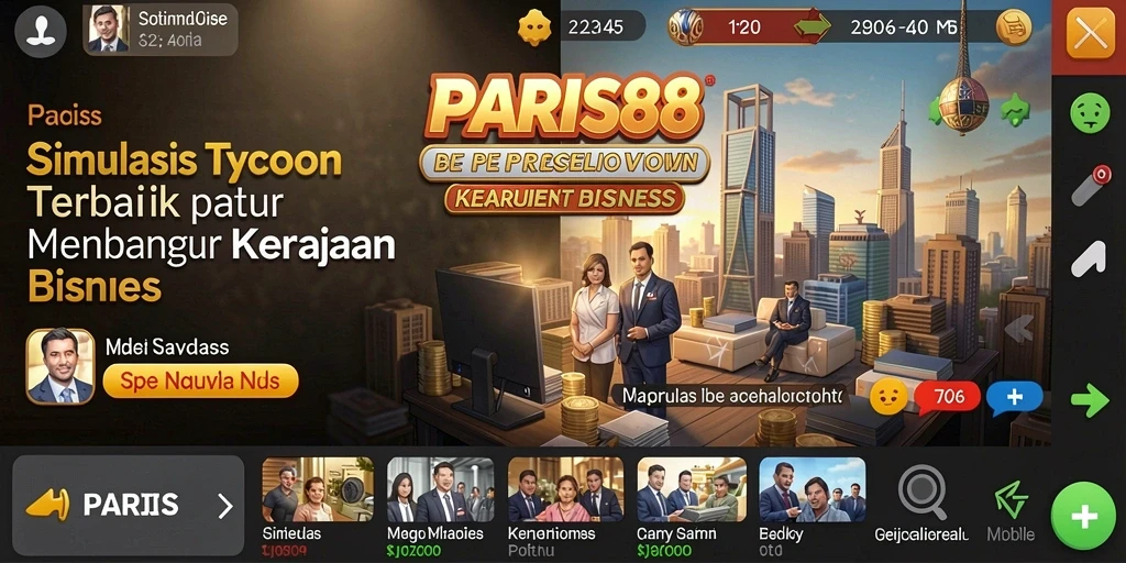 Screenshot utama PARIS88 menampilkan gameplay Tycoon yang menarik.