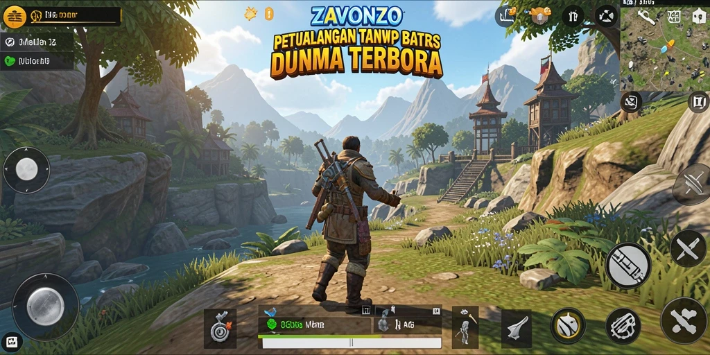 Tampilan gameplay ZAVONZO dalam dunia terbuka yang menakjubkan.